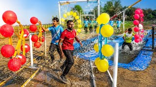Crazy Obstacle Race Challenge | Balloon & Water Splash Game! | SS food challenge | BVG 30min game 