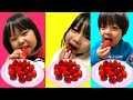 【まりちゃんいずちゃん】★まりちゃん達はイチゴを何個食べられるかな？イチゴちゃれんじ！まりちゃんといずちゃんと対決だよ！◆まりちゃん　いずちゃん　みなくん　パパ　食育　教育　イチゴ　ちゃれんじ　対決