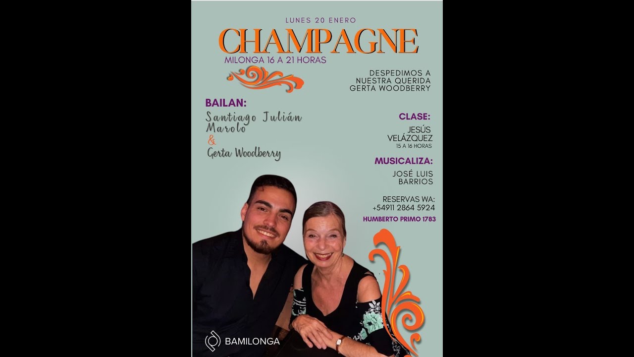 Santiago Marolo y Gerta Woodberry at Milonga Champagne 2025