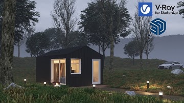 Cabin In Woods - SketchUp + Vray Workflow - Exterior Rendering