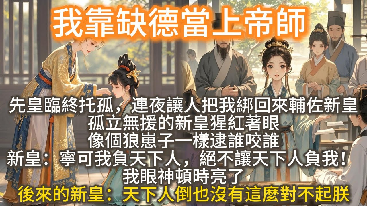完結沙雕腦洞搞笑爽文：我靠缺德當上帝師。先皇臨終托孤，連夜讓人把我綁回來輔佐新皇。孤立無援的新皇猩紅著眼，像個狼崽子一樣逮誰咬誰。新皇：寧可我負天下人，絕不讓天下人負我！ 我眼神頓時亮了。
