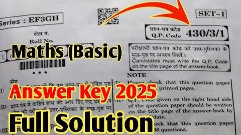 Cbse Board Class 10th Maths Basic Paper 2025 Answer Key | Q.P. Code. 430/3/1 | Full Solution Paper