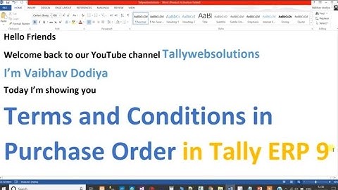 (Buy TDL Source Code Rs 250) Terms and Conditions in Purchase Order with Special Notes in TallyPrime