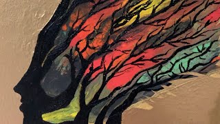 Easy Fall Paintings step by step | Beautiful autumn tree woman | swipe painting | uk_15