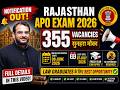 Rajasthan APO 2026 Notification Out | 355 Vacancies | Freshers Can Apply ? | Full Details