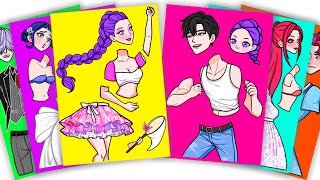 🎀 Paper Diy 🎀 Kpop Demon Hunters   Huntrix Rumi And Happy Family Sticker Book