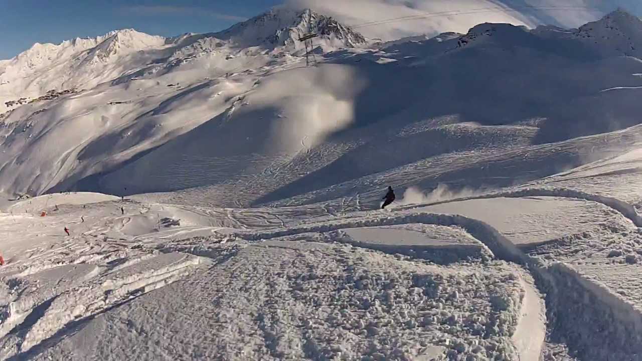 hors pistes cime Caron Val Thorens,3 vallÃ©es ski 22 janvier 2013,Thomas et moi,vue avant