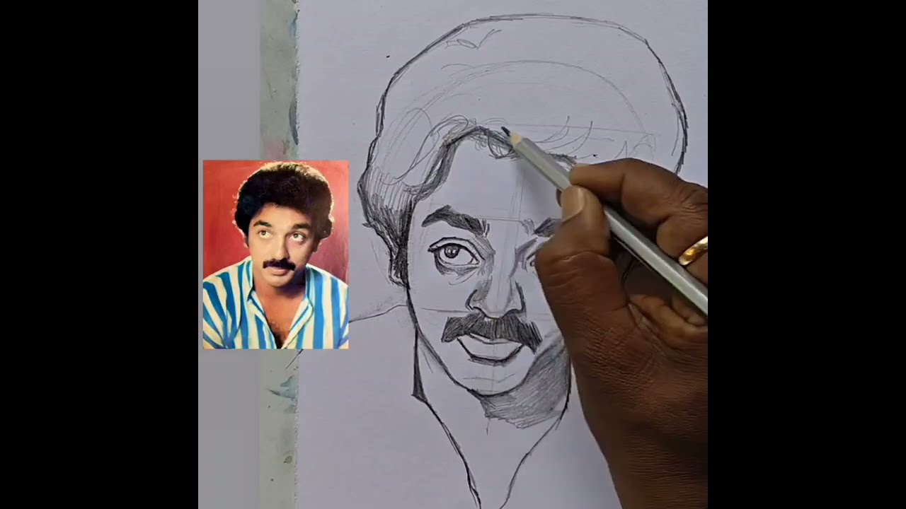 How to draw a portrait of an actor Kamal Haasan //portrait drawing tutorial for beginners 