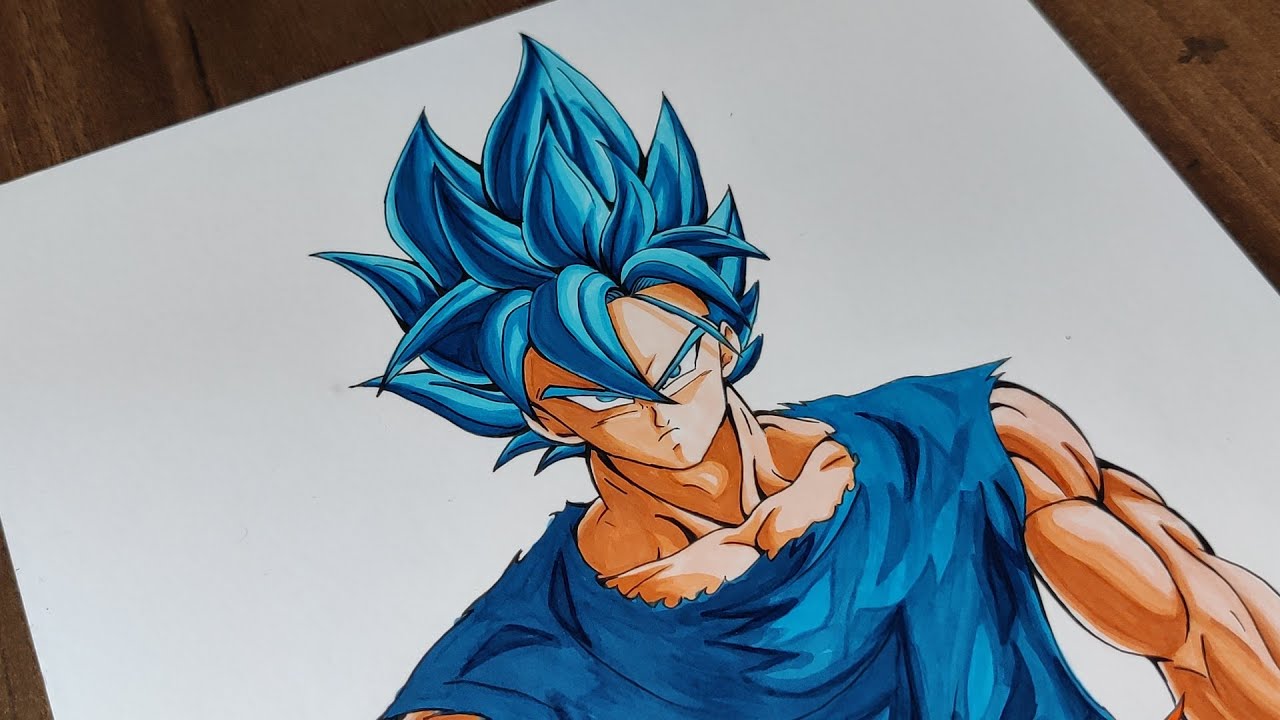 How to Draw Goku Super Saiyan Blue - YouTube