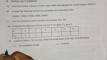6 th std maths first mid term test question paper with answers