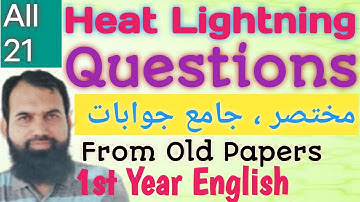 Heat Lightning | One Act Play | 21 Questions | Inter 1st Year English | BISE Exam
