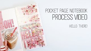 Traveler's Notebook Layout // Hello There // Pink, sequins and coffee! ☕✨💕
