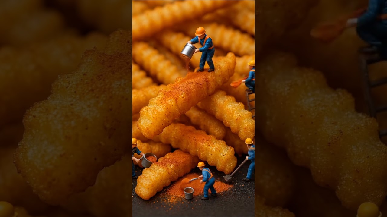 Tiny Workers Season Giant French Fries 🍟 | Miniature AI Art Magic