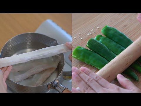 만두피 쭉쭉 늘려 쫄깃 면 만들고‼️고추는 팍팍 밀어 세상에 없던 밥도둑 완성👍🏻 (풍미 폭발 소스)