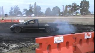 63 F BOMB Ford Falcon Ute MOST DONUTS At Burnout Mafia Nats Tamworth City Speedway 10 5 2014