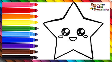 How To Draw A Star ⭐ Drawing And Coloring A Cute Star 🌈 Drawings For Kids