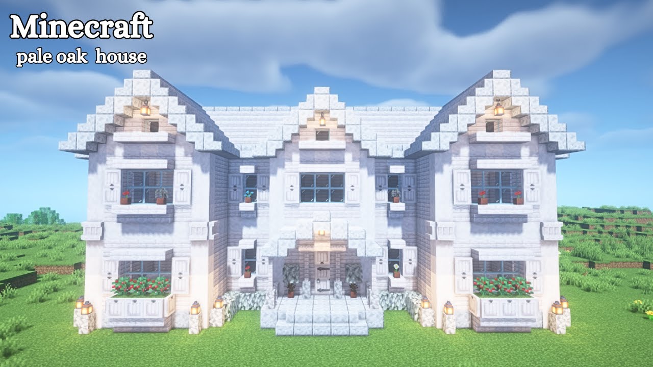 【マイクラ建築】ペールオークの白い家の作り方【マインクラフト】【Minecraft】 - YouTube