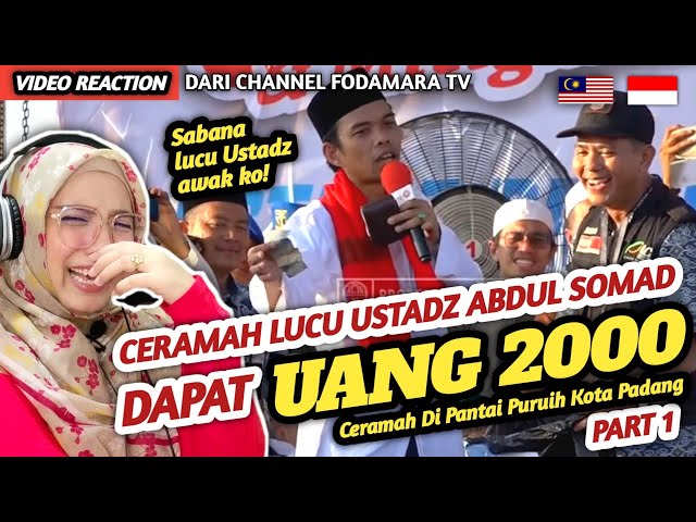 🇮🇩 REACTION CERAMAH LUCU USTADZ ABDUL SOMAD DAPAT UANG 2000 | Ceramah di Pantai Puruih Kota Padang👍 class=