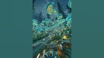 Midnight Ride Through a Glowing Mushroom Forest