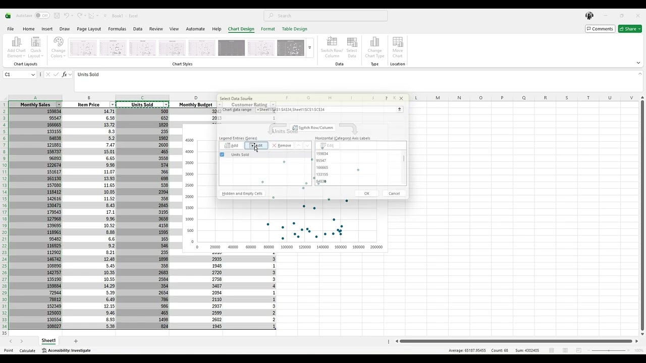Creating a Scatterplot on Microsoft Excel