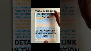 PSORA BY DR.J.H.ALLEN HANDWRITTEN NOTES#organonphilosophy#psorabyjhallen#handwrittennotes