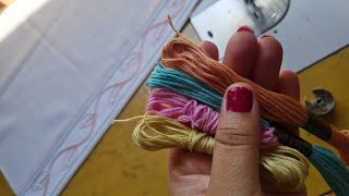 How To Make Embroidery Thread Design Using Sewing Machine | Beautiful Design With Embroidery Thread 