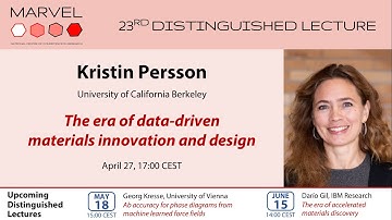 23 MDL - Kristin Persson: The era of data-driven materials innovation and design