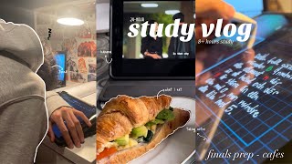 STUDY VLOG  8+ hours study, cafe hoping, notes, finals season + what i eat | high school student