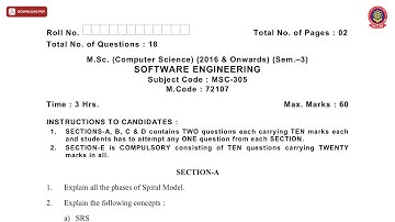 MSC 3RD SEM CS SOFTWARE ENGINEERING JAN 2021 | PTU