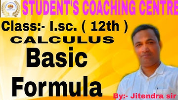Jitendra sir paraiya/I.sc. (12th) CALCULUS  Formula......