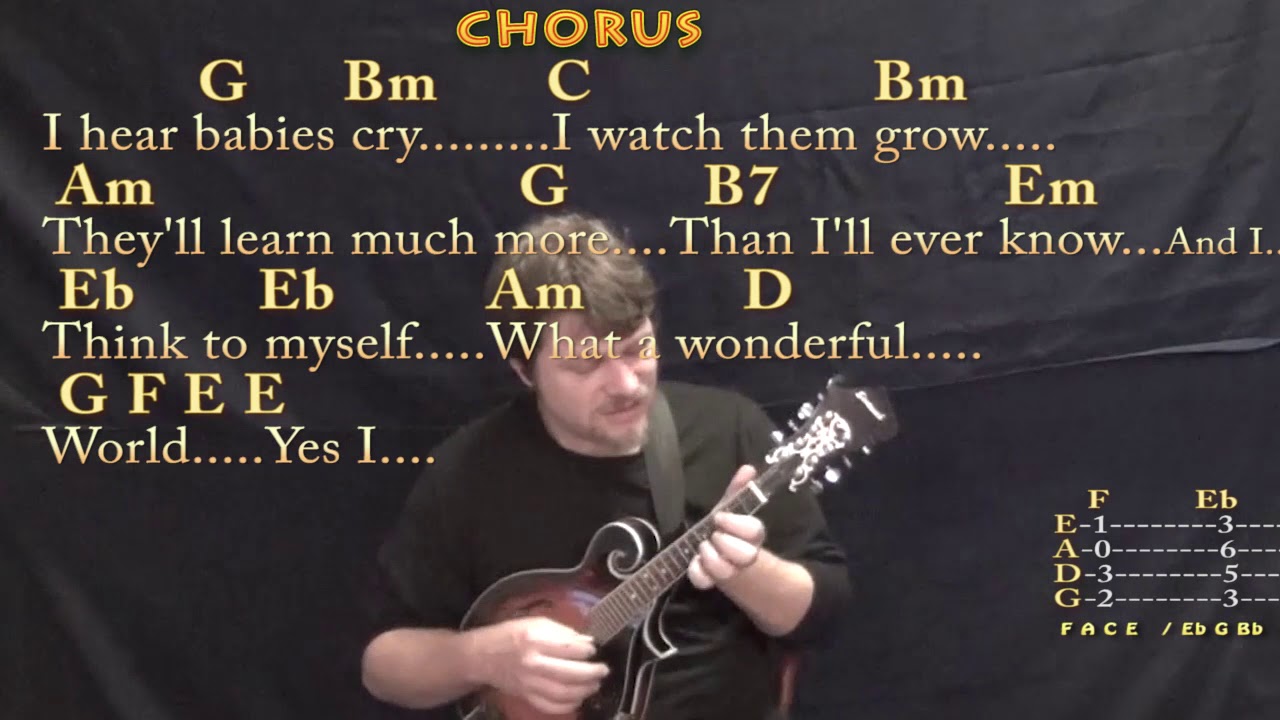 What A Wonderful World (Louis Armstrong) Mandolin Cover Lesson in G with Chords/Lyrics - YouTube