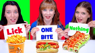 ASMR One Bite, Lick Or Nothing Food Challenge By LiLiBu