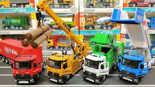 Diecast Model Cars Of Container Truck, Crane Truck, Garbage Truck, Penger Stair Truck