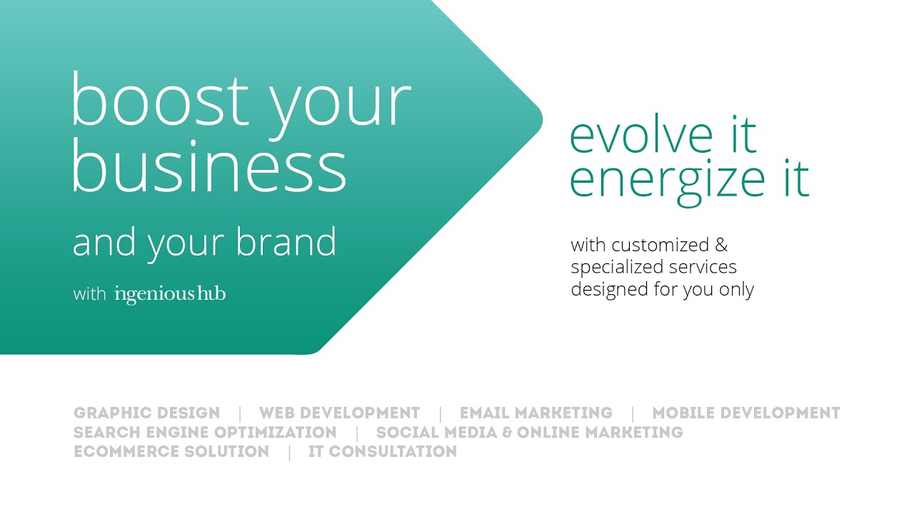 Boost your #Business and your #Brand. We are #IngeniousHub #EnergizeYourBrand #EvolveYourBrand
