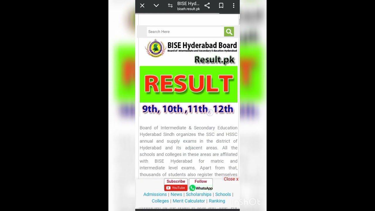 How to check Hyderabad matric result||Sindh board