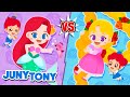 The Little Mermaid vs. Rapunzel | 💜Which Princess Is Cooler?💛| Princess Songs for Kids | JunyTony