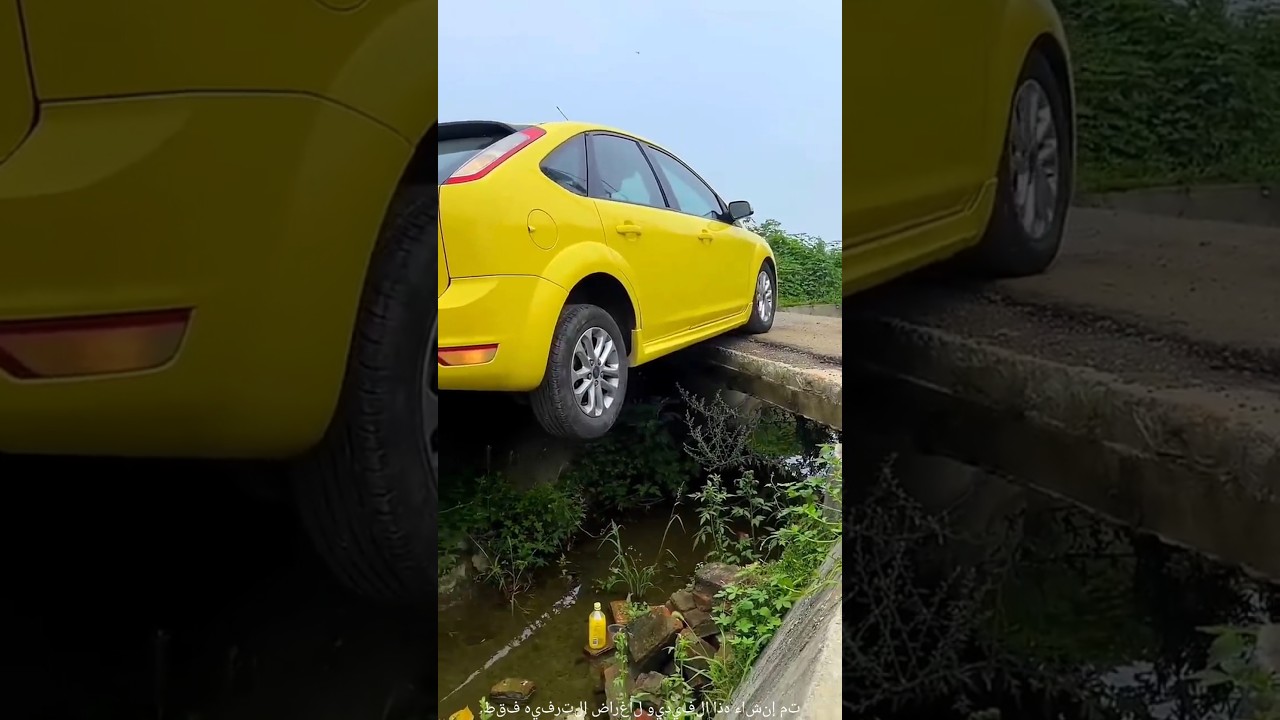 🚘🔥 تم إخراج السيارة عن طريق الموازنة على إطار واحد فقط!#shorts