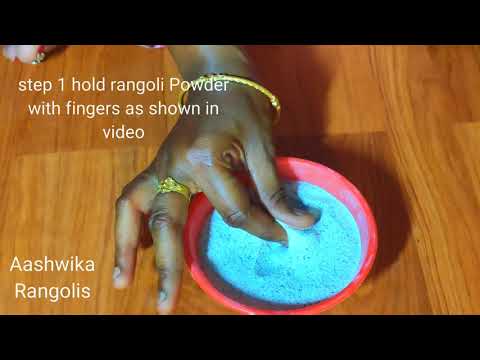How to hold rangoli Powder and how to draw a single line with rangoli powderfor begginers
