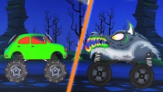 werewolf monster truck attacks | scary monster trucks for children