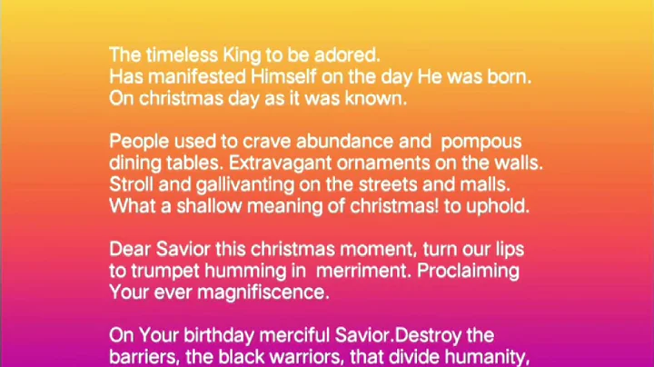 My 9th composed song lyrics :Title: Christmas is Love