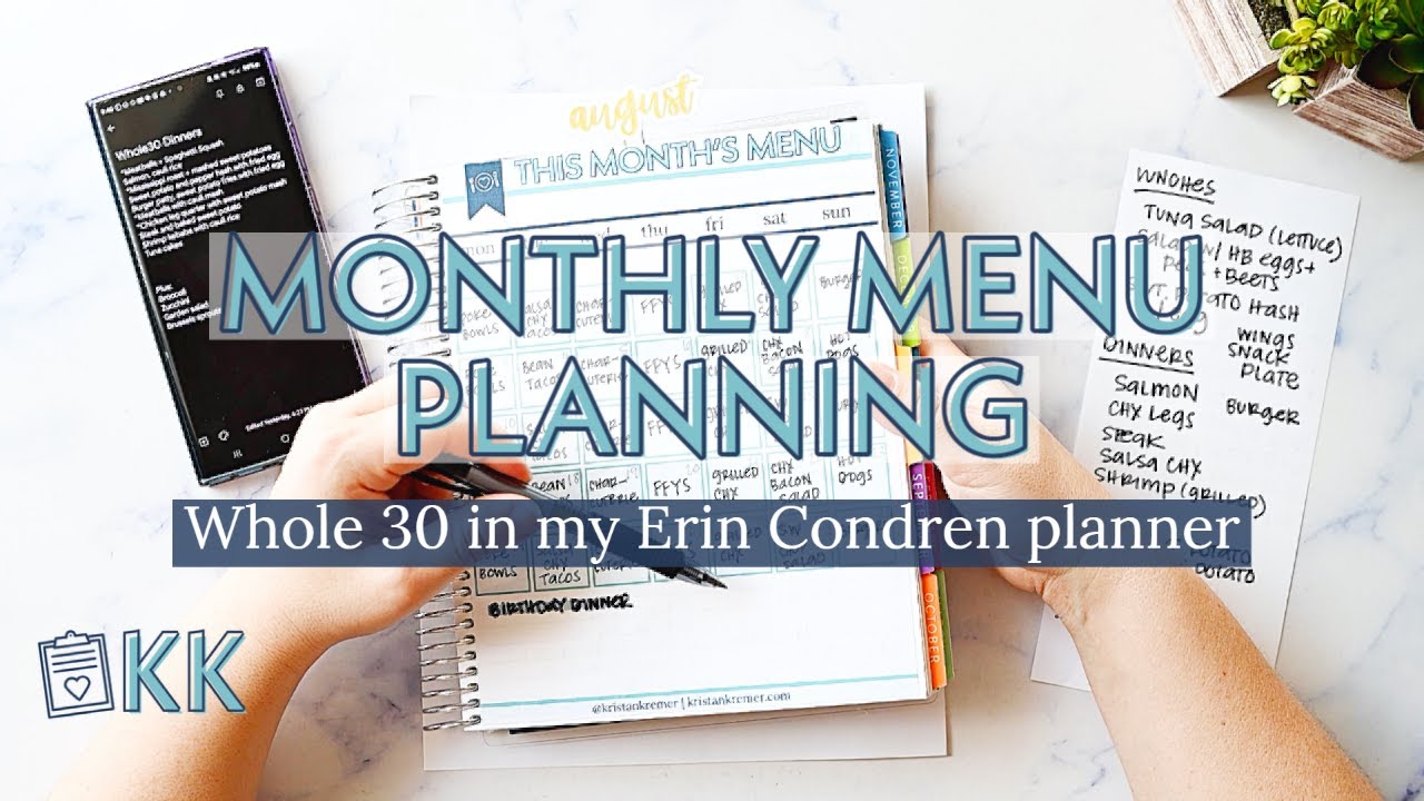 Menu Planning Free Printable Monthly Meal Plan Calendar Erin Condren ...