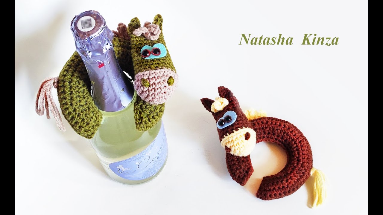 ЛОШАДЬ- ПОДКОВА декор на бутылку / СИМВОЛ ГОДА 2026 / knitted horse for beginners