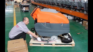 How to Use SUNMAX RT120 Walk Behind Battery Powered Floor Scrubber | Unboxing and Usage Guide