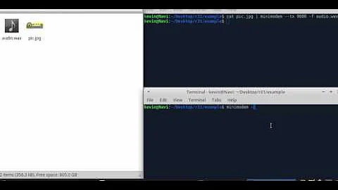 using minimodem to convert picture to audio file and back again