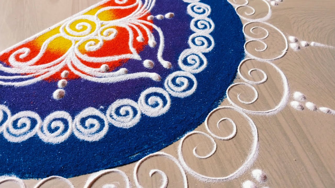 2 types half rangoli design |half rangoli design |sanskar bharti ...