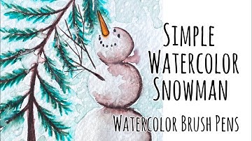 Watercolor Brush Pens, Simple Snowman