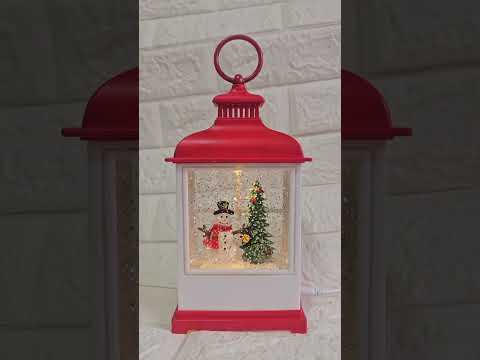 Ліхтар різдвяний Будиночок сніговика зі світлом та музикою 12×7.5×22 см Новорічні світильники., видео 1