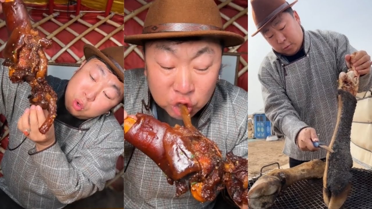 Бату готовит бараньи ножки и баранью колбасу на монгольских лугах! #монголия #еда #приготовление