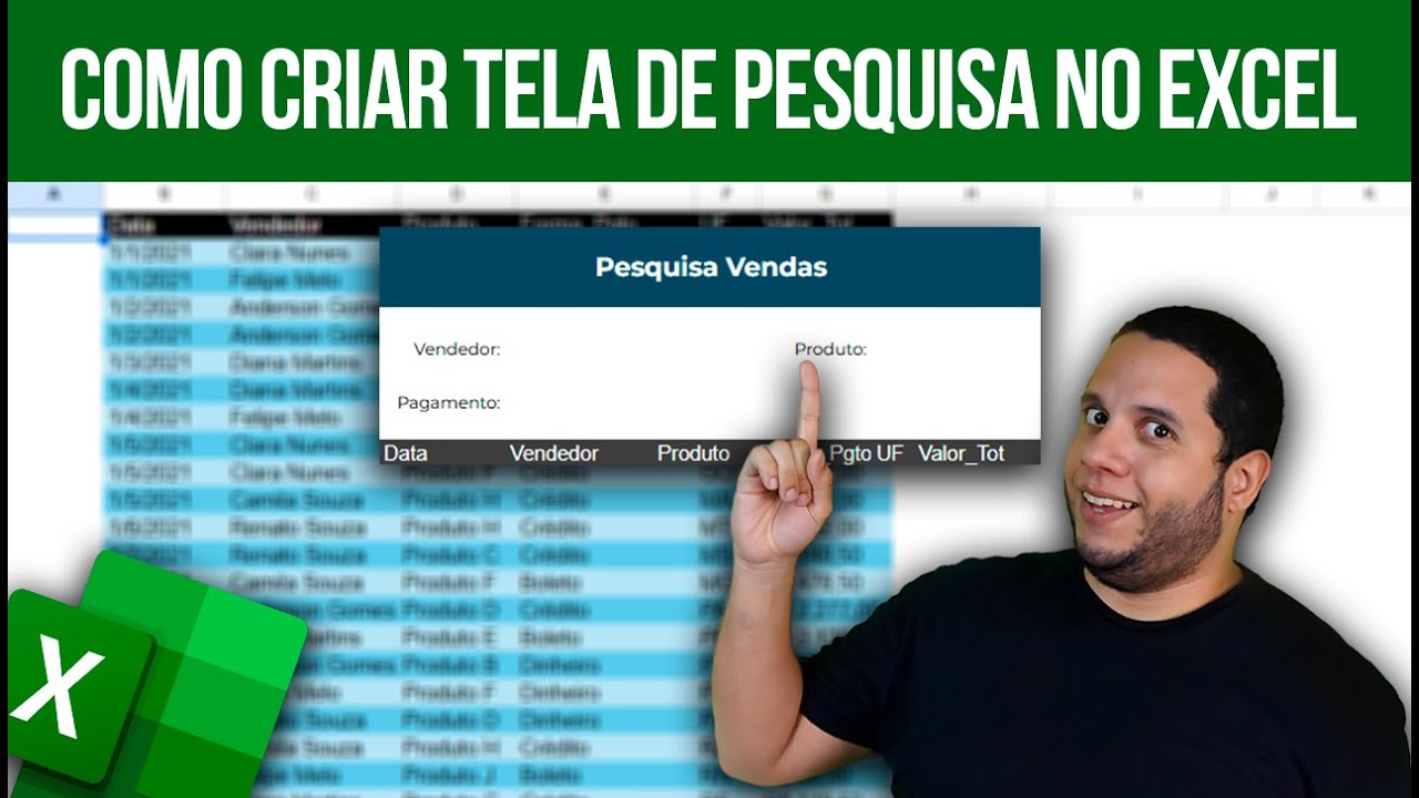 tela de pesquisa no excel