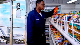 How US Navy Sailors Shop Inside An Aircraft Carrier